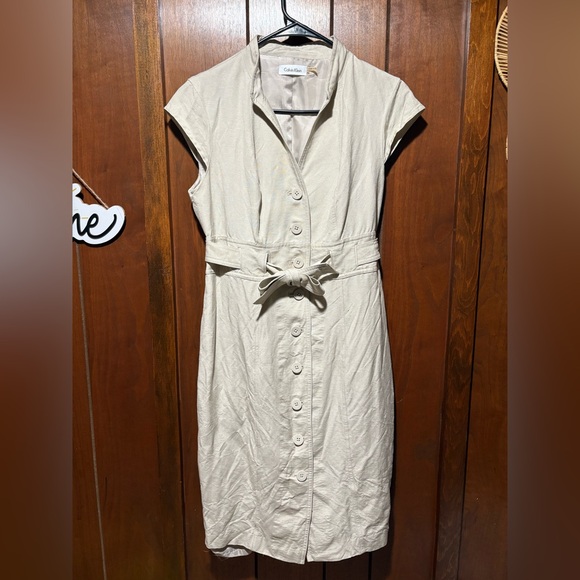 Calvin Klein Dresses & Skirts - Calvin Klein Cream Midi Dress with Button Detail